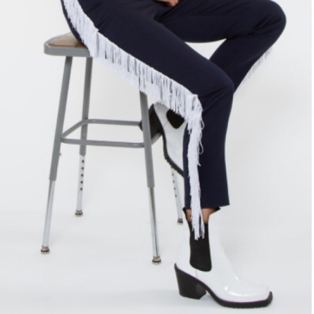 Creatures of Comfort navy wool pants with white trim